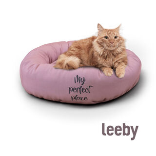 Leeby Cama Donut Antiderrapante Rosa para gatos